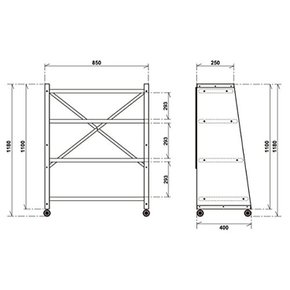 (Dulton) 4 1180mm 850mm 400mm 116-323IV 달튼 타이어 테이퍼드 메탈 선반 아이보리 무뼈로