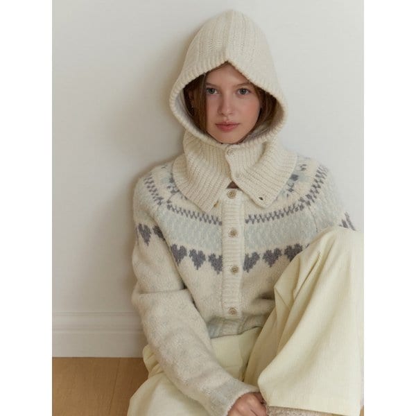 Luvv knit balaclava set_2piece (cream)