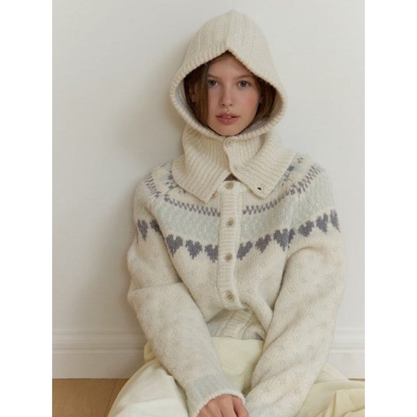 Luvv knit balaclava set_2piece (cream)