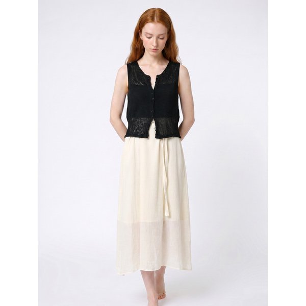 Tiny Button See-through Knit Vest_Black