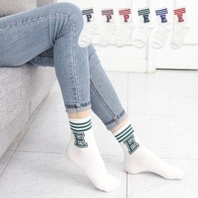 여성 이니셜 양말 중목 면 캐릭터 패션 학생 스니커즈
