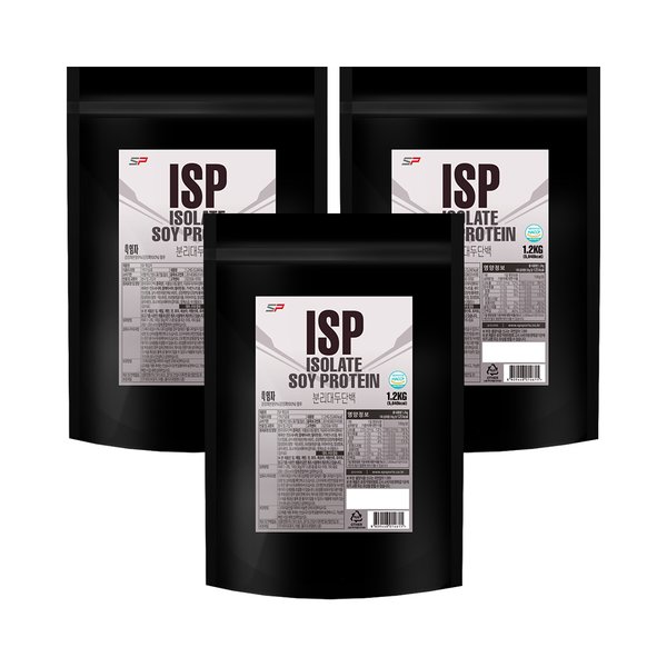 ISP 식물성 단백질쉐이크 분리대두단백질 흑임자맛 1.2kg x 3개