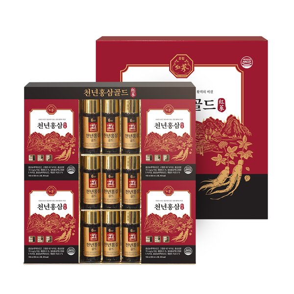 천년홍삼골드 (50ml*9병,50ml*12포) [쇼핑백 포함]