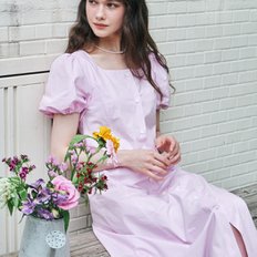 / MET puff half sleeve long dress pink