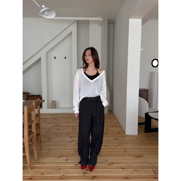 리넨 브이니트 화이트