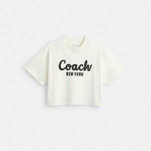 코치 [공식] 커시브 시그니처 크롭드 티셔츠 CP778 CRM