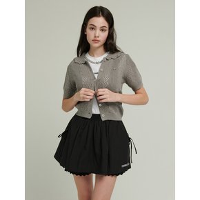 Pointelle Knit Cardigan_GREY