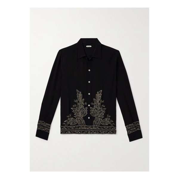 보디 장식 실크 셔츠 블랙 46376663162895594