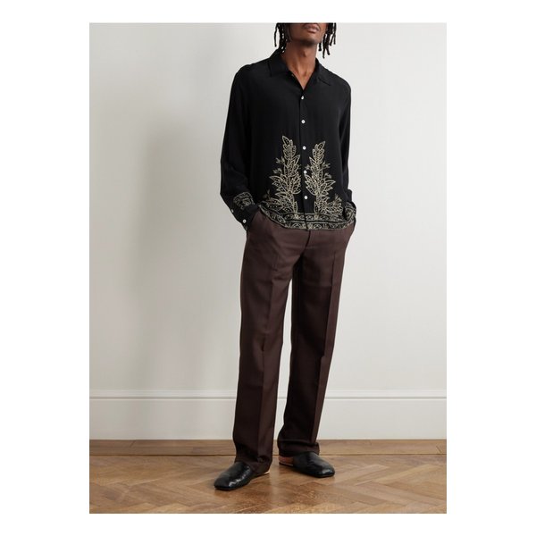 보디 장식 실크 셔츠 블랙 46376663162895594