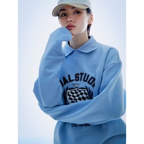 FC STONE WASHED COLLAR SWEAT-LIGHT BLUE