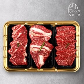 [냉장][예가소들마을] 한우 1등급 채반구이세트 2호 1.2kg (등심500g+채끝300g+특수부위400g)