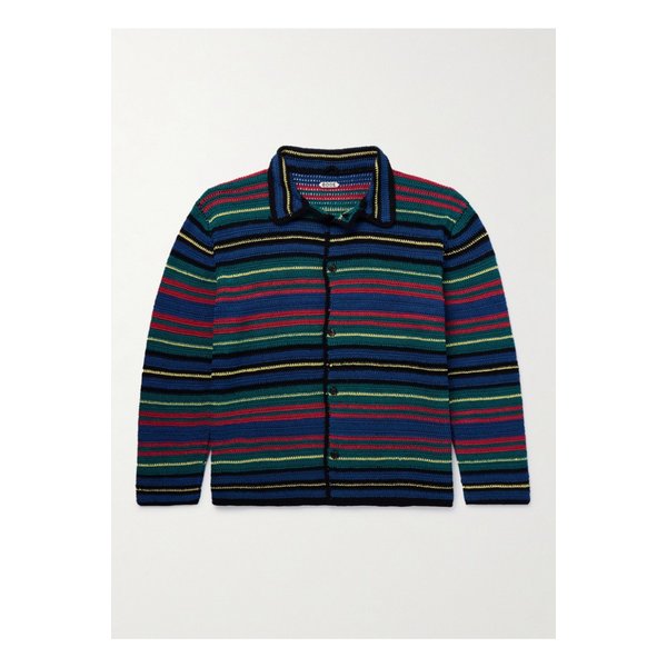 보디 리버뱅크 스트라이프 크로셰 코튼 셔츠 블루 1647597351133489