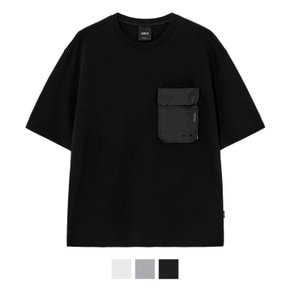 Edge Slit Pocket T-shirts (Black)(White)(Grey) [LSRMCTA312M]