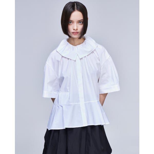 [파주점] [송지오우먼]송지오 코쿤 셔링 블라우스 화이트 WH3TP322WH