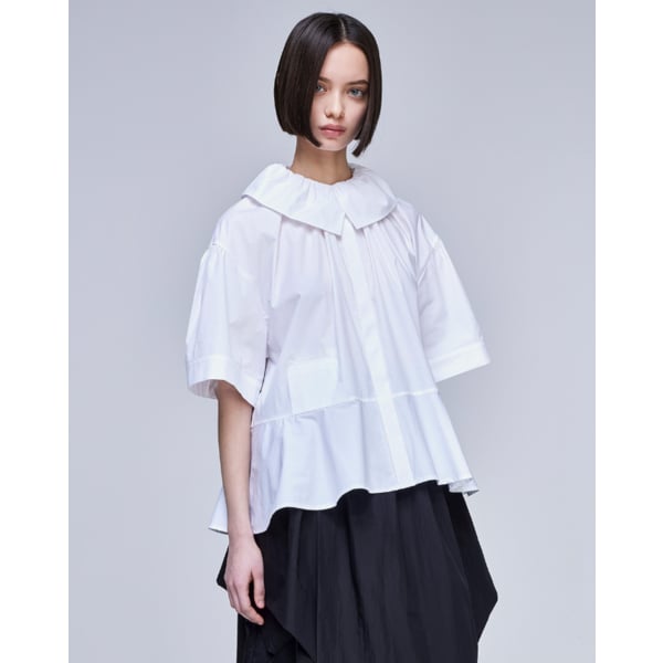 [파주점] [송지오우먼]송지오 코쿤 셔링 블라우스 화이트 WH3TP322WH