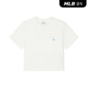 MLB [코리아공식]여성 베이직 에슬레저 슬림 크롭 반팔 티셔츠 LA (White)