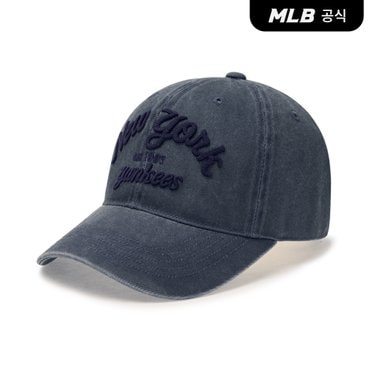 MLB [코리아공식] 바시티 레터링 컬러데님 언스트럭쳐 볼캡 NY (Indigo)