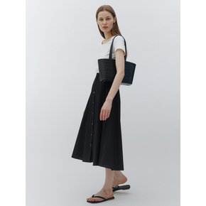 Button flare skirt (Black)