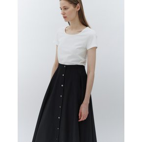 Button flare skirt (Black)