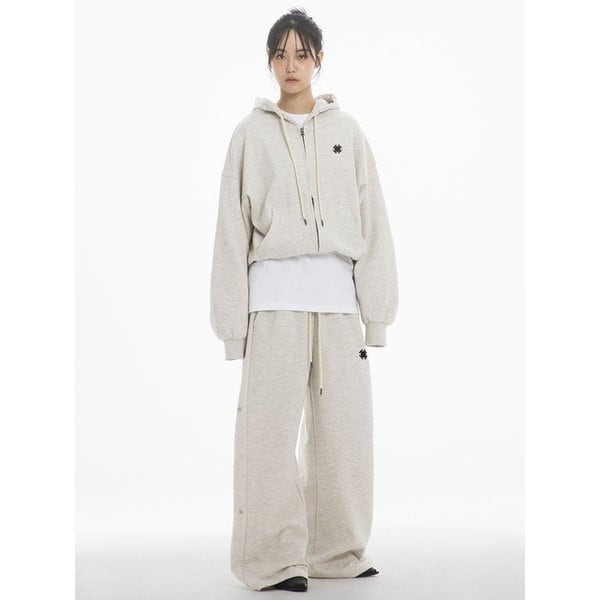 DEMONIC ANGEL OVER FIT HOODED ZIPUP - OATMEAL