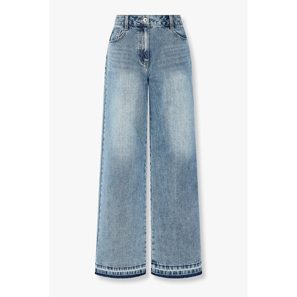 헴 칼라 디테일 와이드 데님 팬츠 7126155501140