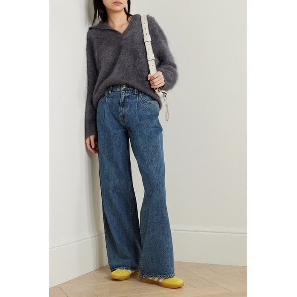 실버레이크 넷 서스테인 애비 플리츠 하이라이즈 와이드 진 다크 데님 1647597324548292