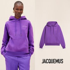 JACQUEMUS 자크뮈스 남녀공용 자수 로고 다크 퍼플 후드티