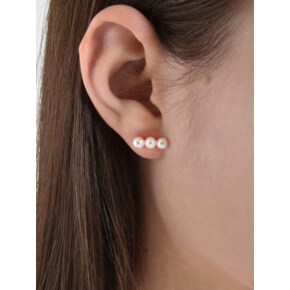 [Silver925]TR004 Triple bar pearl earings