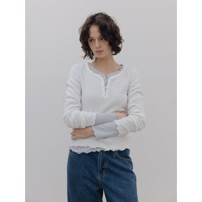 Lace Y Neck Jersey T-Shirt (3color)