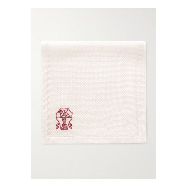 브루넬로쿠치넬리 로고 자수 니트 실크 포켓 스퀘어 46376663162856585