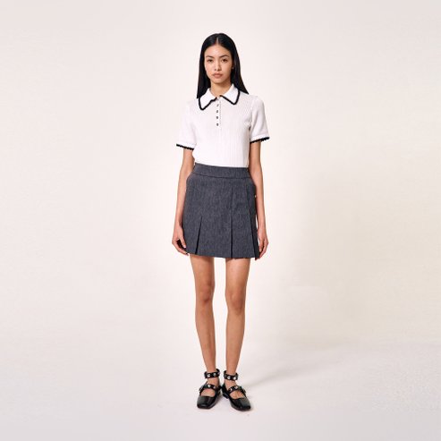 마쥬 데님라이크 플리츠 스커트