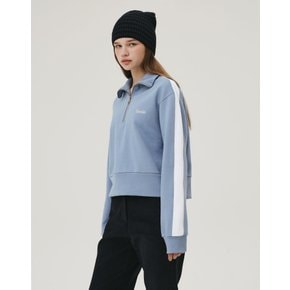 SHOULDER STRIPE HAFE ZIP UP BLUE