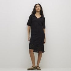 예르세 Long Crochet Polo Neck Dress BLACK