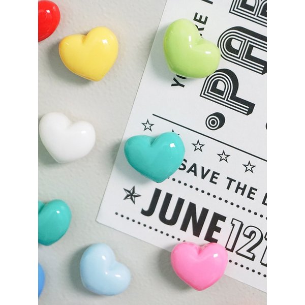 미니 하트 파스텔 유광 냉장고 자석 5P 세트 (랜덤)