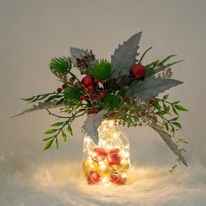 크리스마스 장식 화병 LED 샤프리베리볼 set 35cm 소품 테이블 탁상용 오브제 행사 촬영 꾸미기