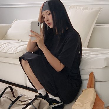 핫핑 [남극을입다]쿨링분또_롱 루즈핏 데일리 반팔 롱원피스P000CQNQ