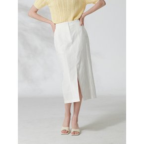 Linnen slit skirt (white)