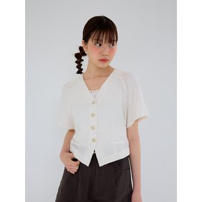 AR_Linen v-neck cropped shirt jacket