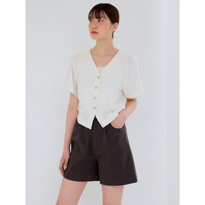 AR_Linen v-neck cropped shirt jacket