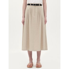 linen 8-tuck skirt_oatmeal