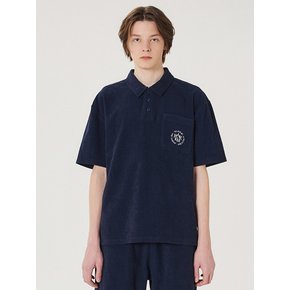 SOLID TERRY SET-UP COLLAR T-SHIRT NAVY