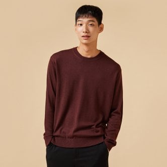 JAJU *정상가 39,900원*남 메리노울 블렌디드 라운드넥 니트_BURGANDY