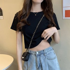 여성 5컬러 소프트 크롭 반팔 티셔츠 LK-T025