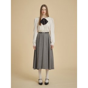 ROUND COLLAR PINTUCK BLOUSE - IVORY