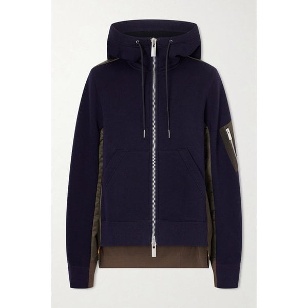 스펀지 스웨트 쉘 패널 코튼 블렌드 저지 집업 후드 티셔츠 46376663163025261