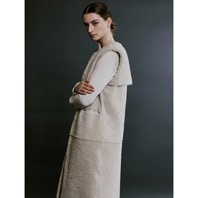 Lamb Fur Long Vest Ivory