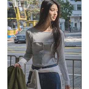 Layered knit bustier SET [TISP05SW06]_Gray