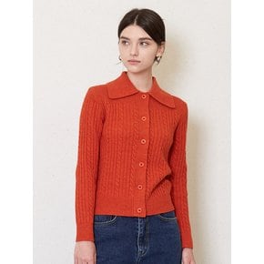 cable collor knit cardigan_orange