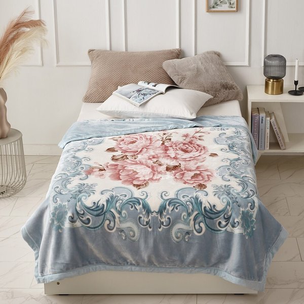 [애끌리아] 두툼한 로즈부케 HR 양면 밍크 극세사 담요 (150*200)