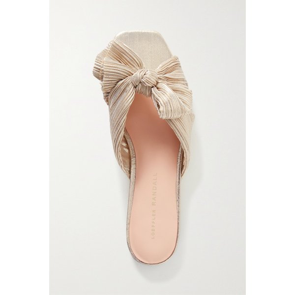 로플러 랜달 다프네 보우 장식 플리세 라메 슬라이더 골드 33258524072606199